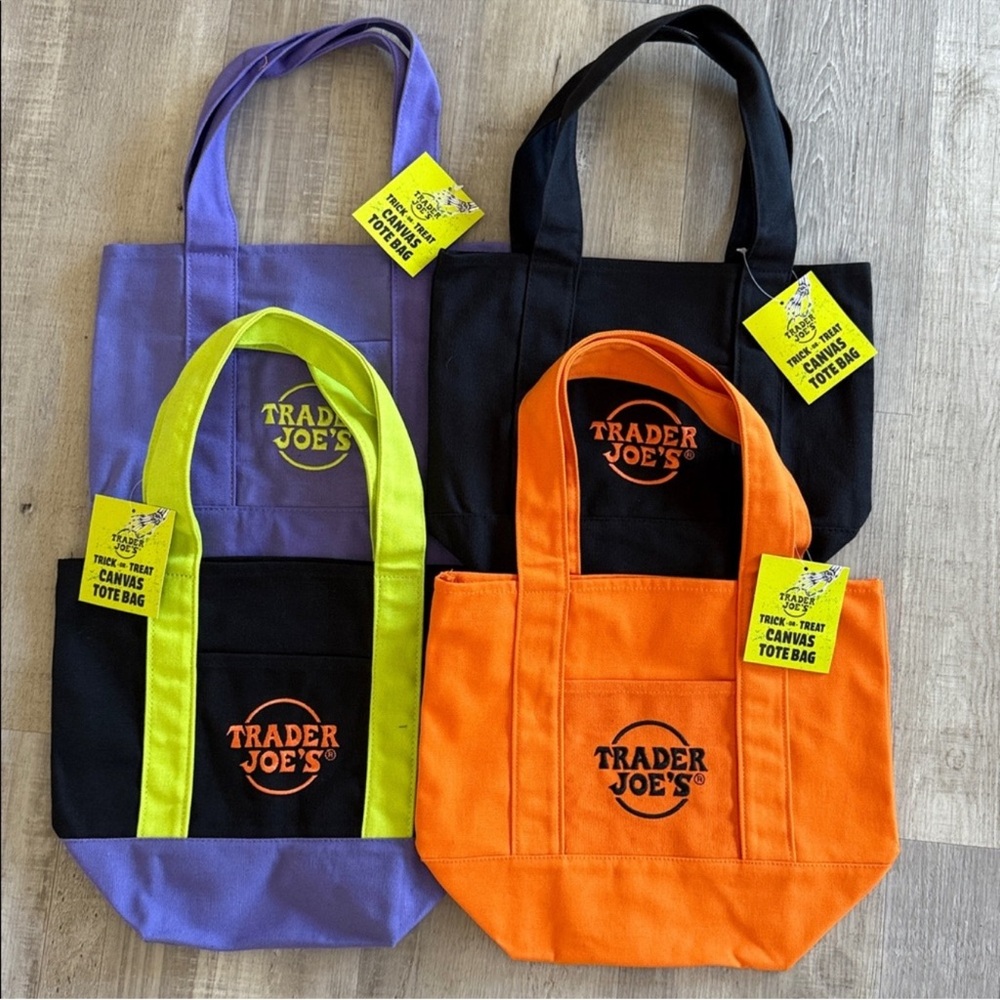 Trader Joe's Halloween Mini Canvas Tote Bags Set of 4